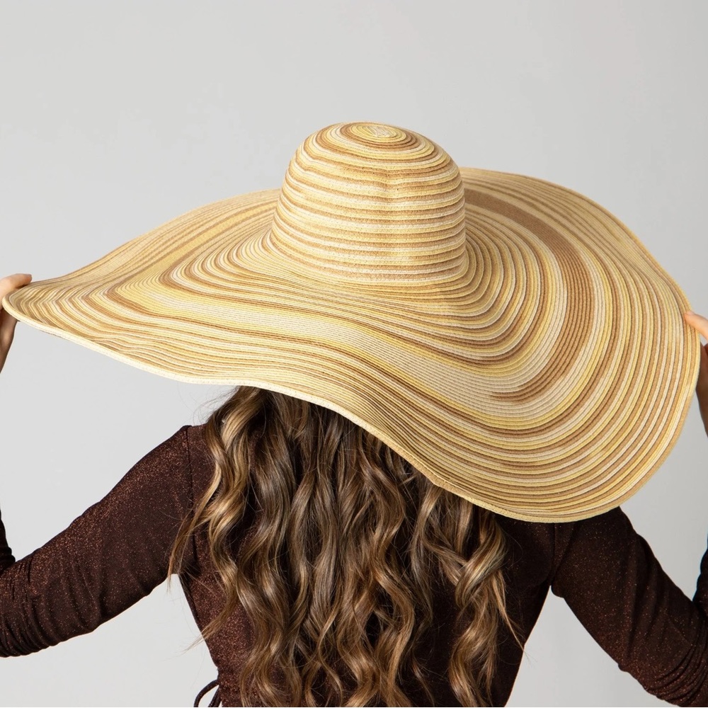 HPπ New San Diego Hat Company Free People Floppy Straw Wide Brim Tan Adjustable - Picture 5 of 9